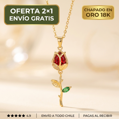 Collar Clavel Rojo Chapado en Oro 18k – Amor Eterno